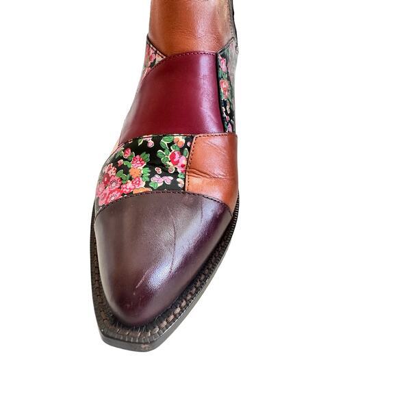 COACH Patchwork Bandit floral printed leather ankle boots booties 6.5‎ / 37 - Picture 6 of 12